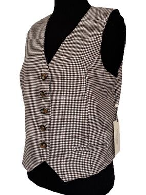 Preppy Collegiate Haver & Blair Houndstooth Button-Front Women's Vest Tailored
